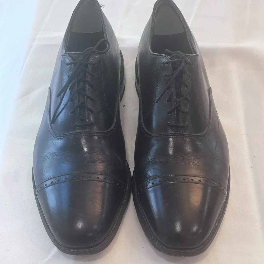 Allen Edmonds Byron Shoes Men  13C Black Cap Toe Leather Oxford  Dress Made USA